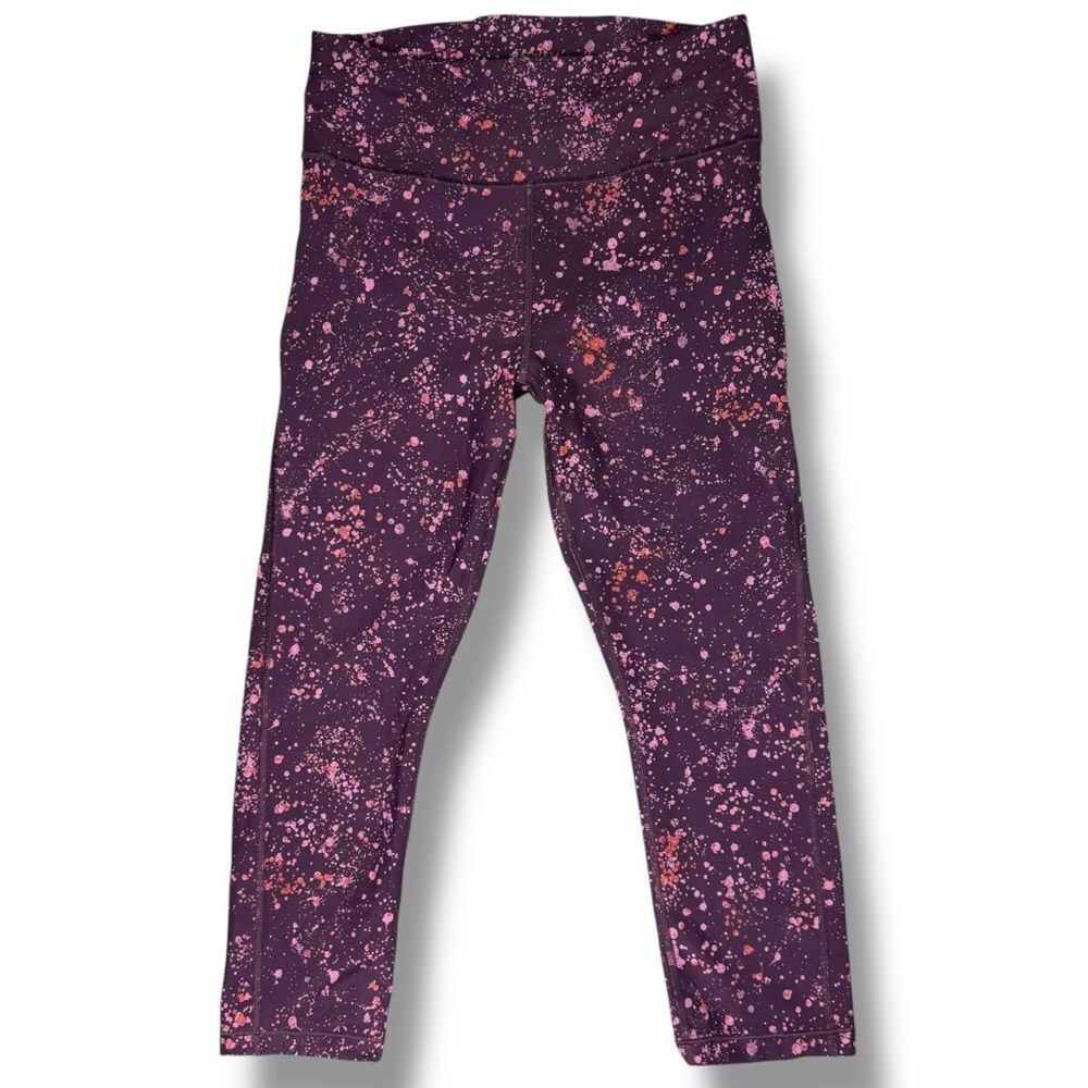 Athleta Ultimate Stash Pocket Splat Capri Leggings Burgundy Red Womens Size M